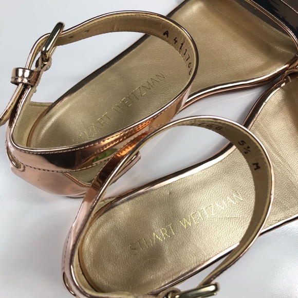 Stuart Weitzman Metallic Rose Gold Sandals Sz. 5.5 - Picture 5 of 7